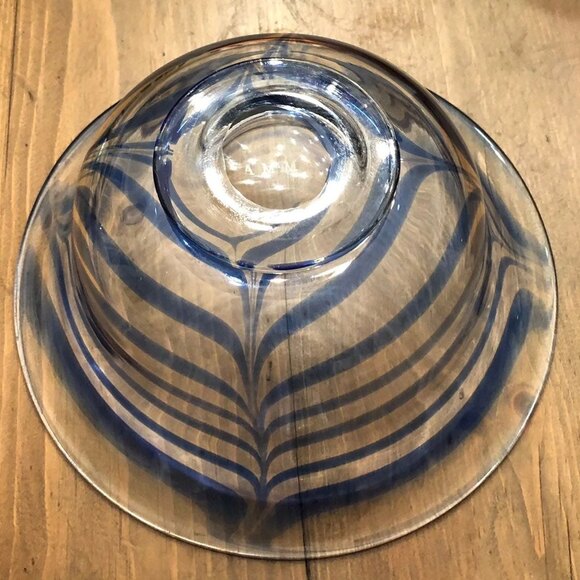 MMA METROPOLITAN MUSEUM OF ART BLOWN GLASS BOWL PORTUGAL BLUE SWIRL DESIGN 10.5 - Picture 7 of 7